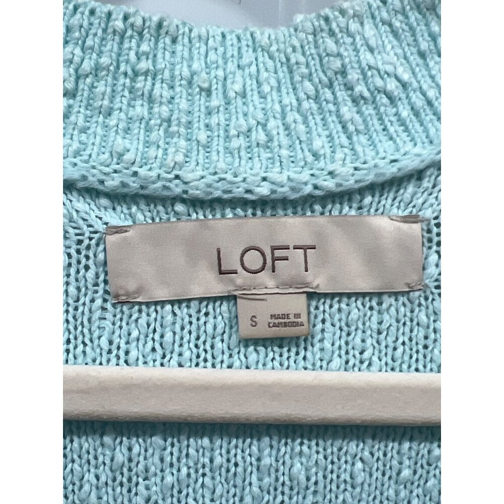 LOFT Button Front Cardigan Sweater Womens S Long Sleeve Textured Cotton Capsule - Picture 3 of 6